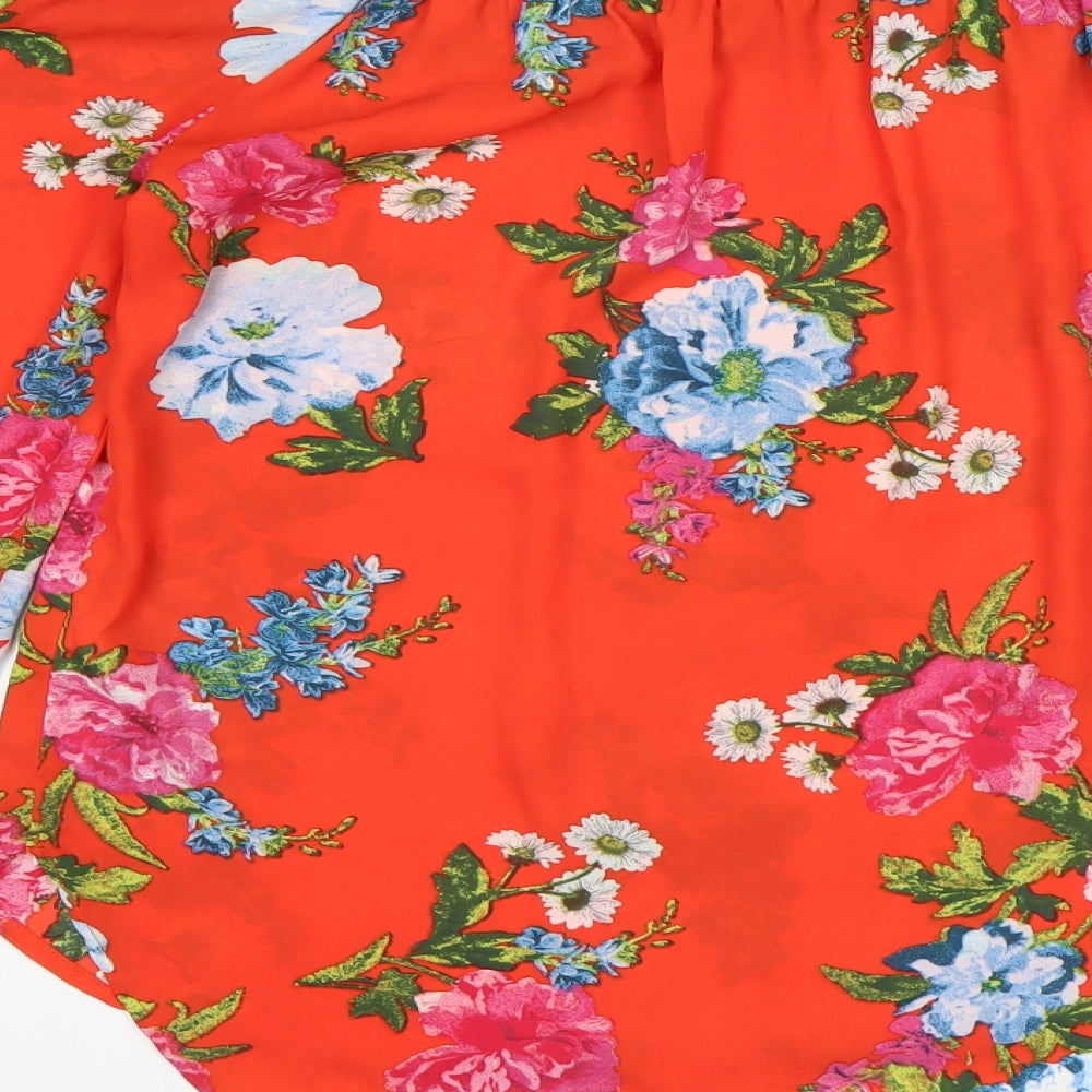 New Look Womens Multicoloured Floral Polyester Basic Blouse Size 10 Boat Neck