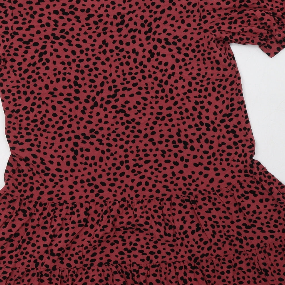 George Womens Pink Animal Print Viscose A-Line Size 8 V-Neck