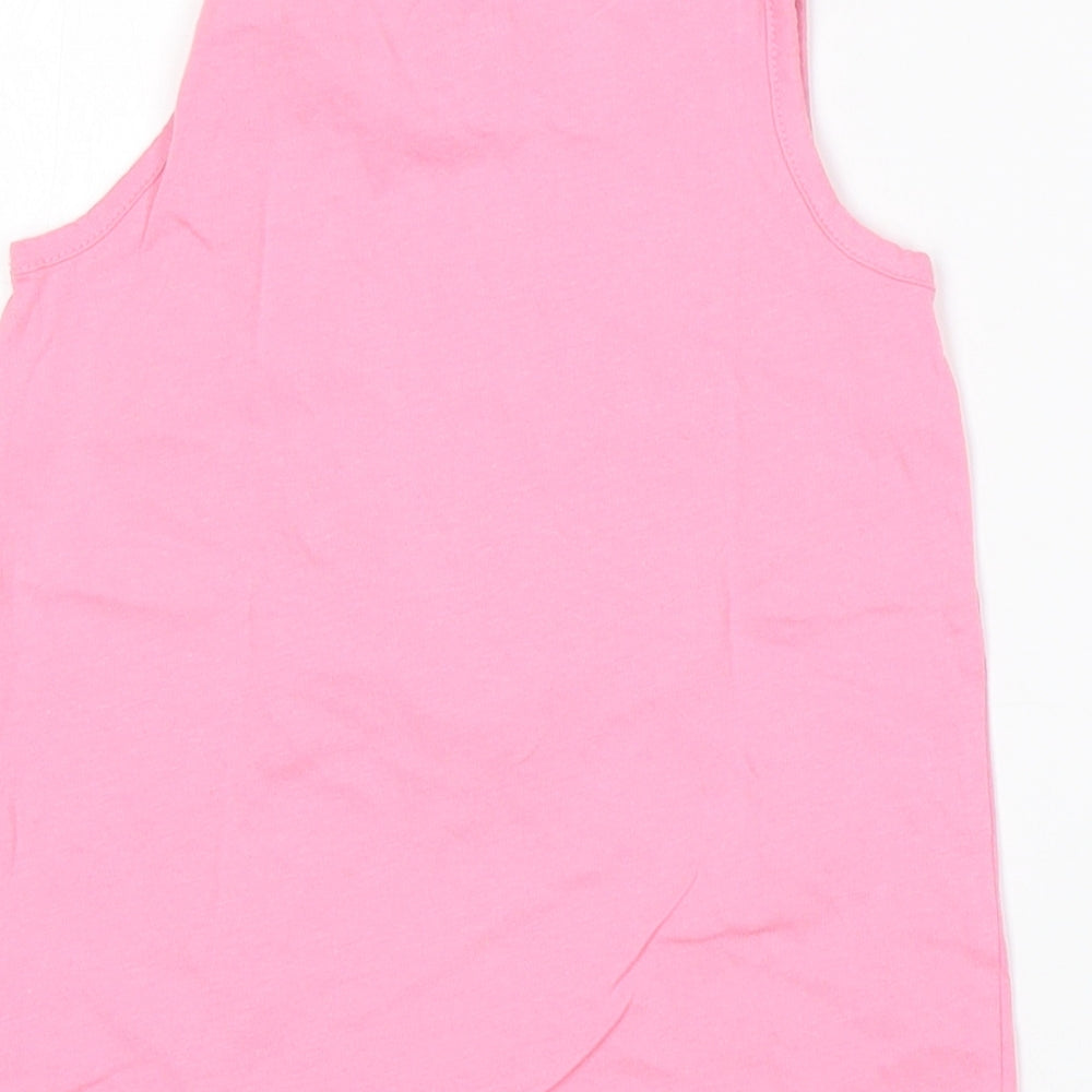 Gap Girls Pink Cotton Basic Tank Size 5 Years Round Neck