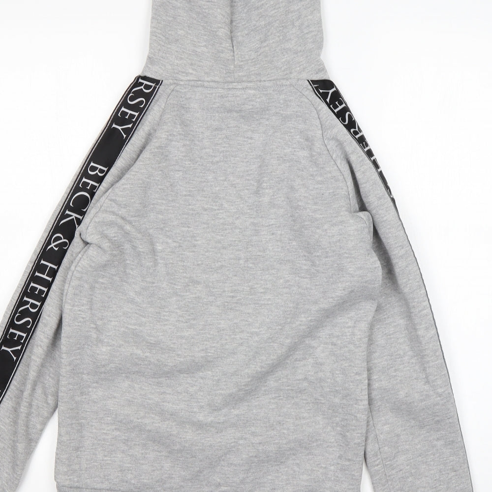 BLACK & HERSEY Womens Grey Cotton Pullover Hoodie Size 8