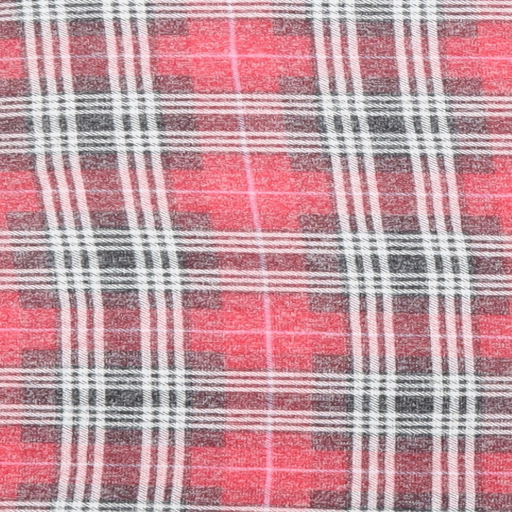 PINK Womens Red Round Neck Plaid Viscose Pullover Jumper Size S