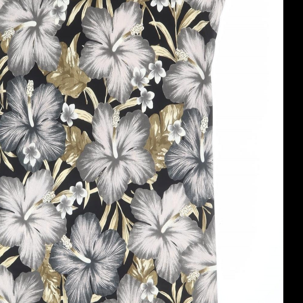Angelica Womens Black Floral Viscose Pencil Dress Round Neck