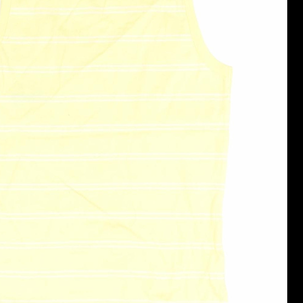 Dunlop Womens Yellow Striped Cotton Basic Tank Size 12 Round Neck