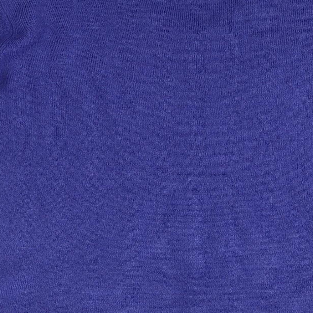 Isle Womens Blue V-Neck Acrylic Pullover Jumper Size M