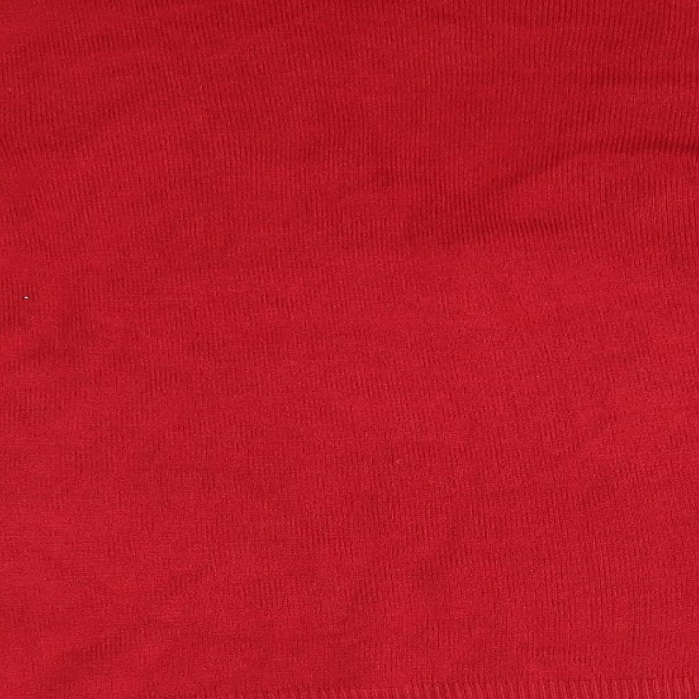 Key West Womens Red V-Neck Acrylic Pullover Jumper Size M