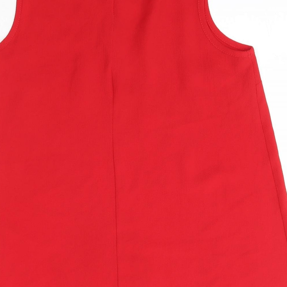 Select Womens Red Polyester Basic Blouse Size 6 Round Neck