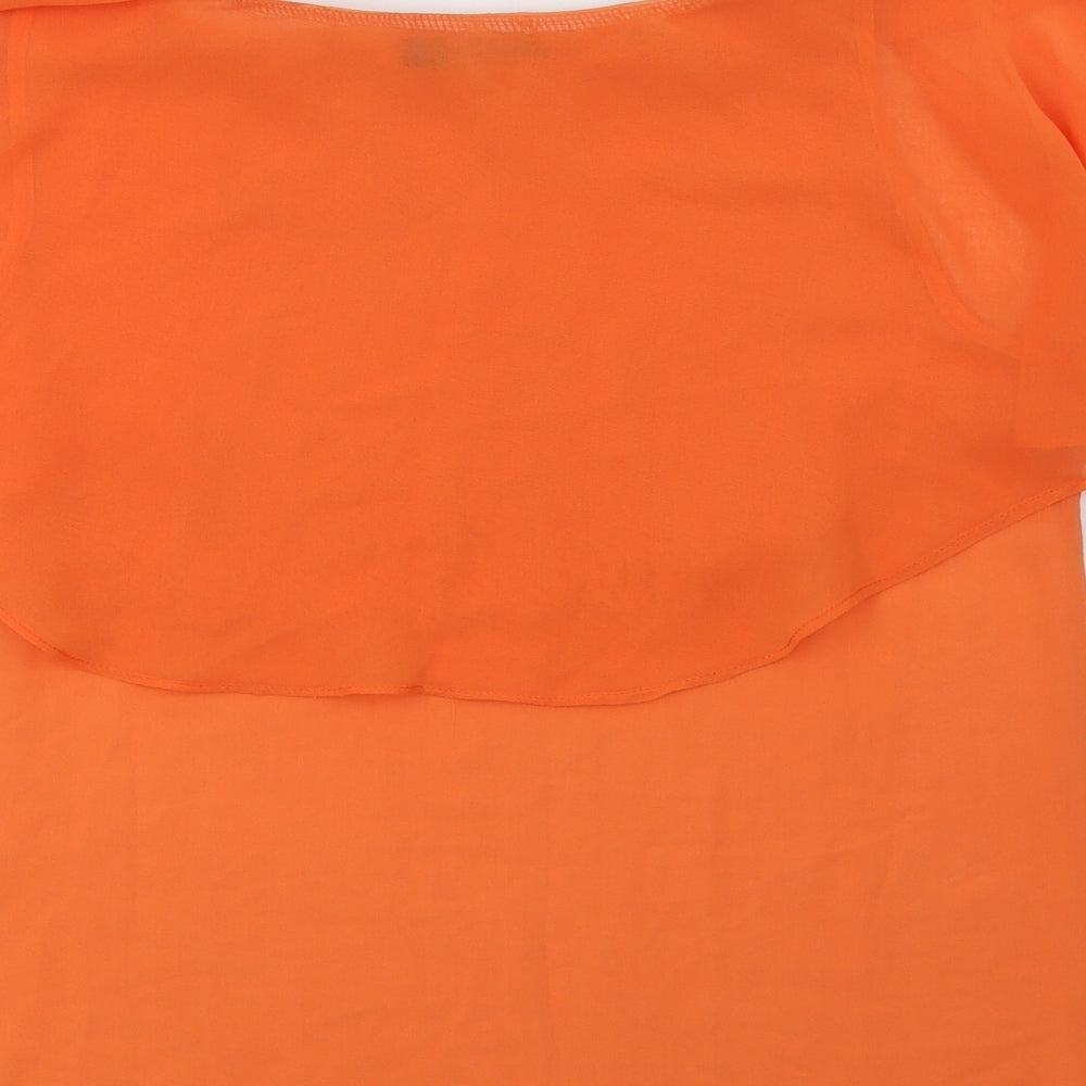 Vanessa Tong Womens Orange Polyester Basic Blouse Size 12 Round Neck