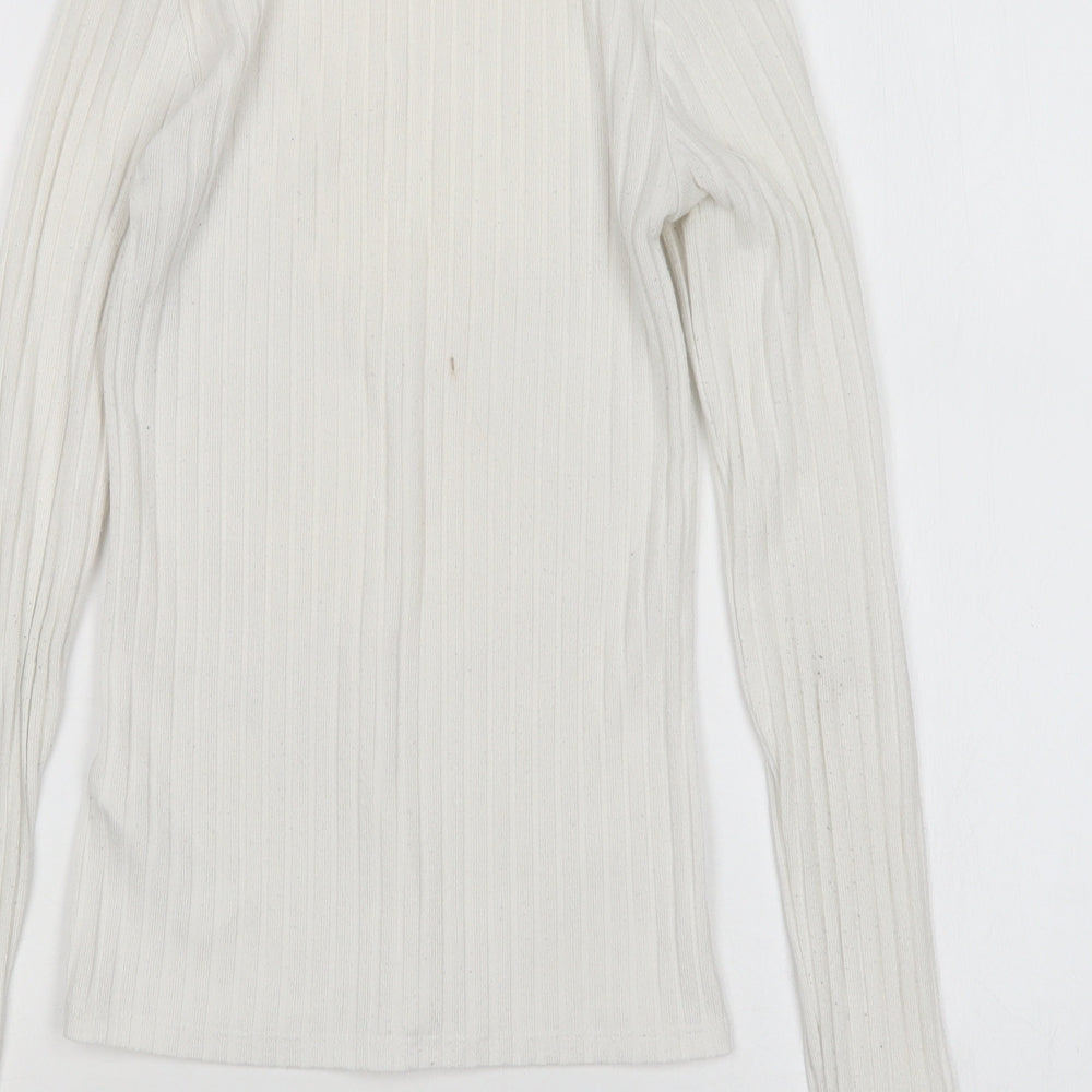 Topshop Womens White Mock Neck Polyester Pullover Jumper Size 6