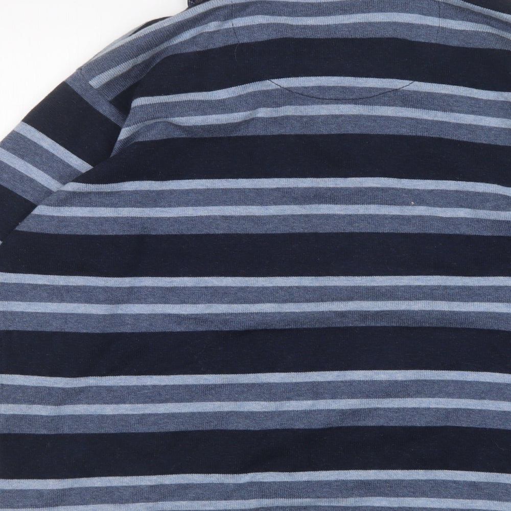 Marks & Spencer Mens Multicoloured Collared Striped Cotton Pullover Jumper Size M
