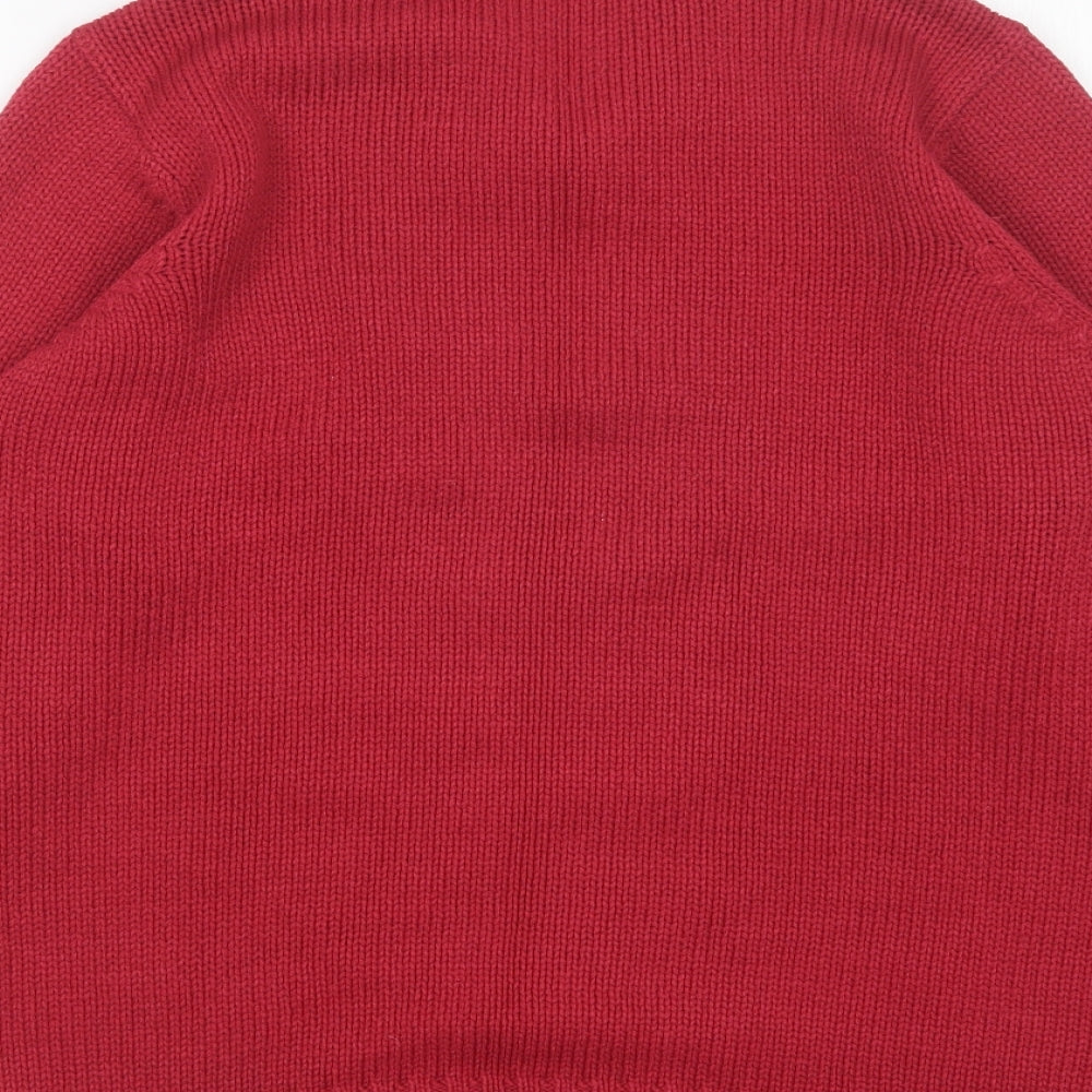 Bonmarché Womens Pink Collared Acrylic Cardigan Jumper Size S