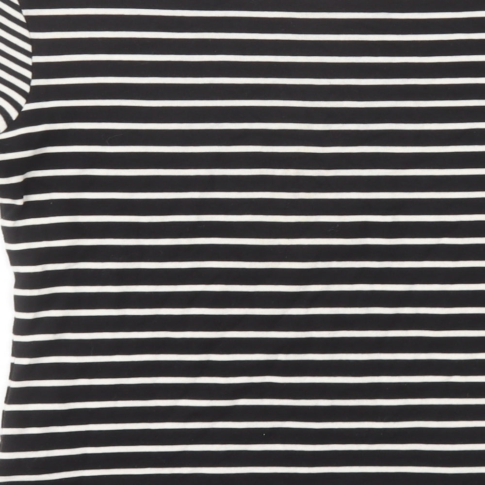 Debenhams Womens Black Round Neck Striped Cotton Pullover Jumper Size 10