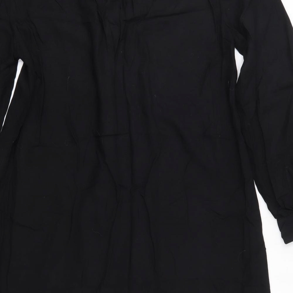 H&M Womens Black Viscose Shirt Dress Size XS V-Neck