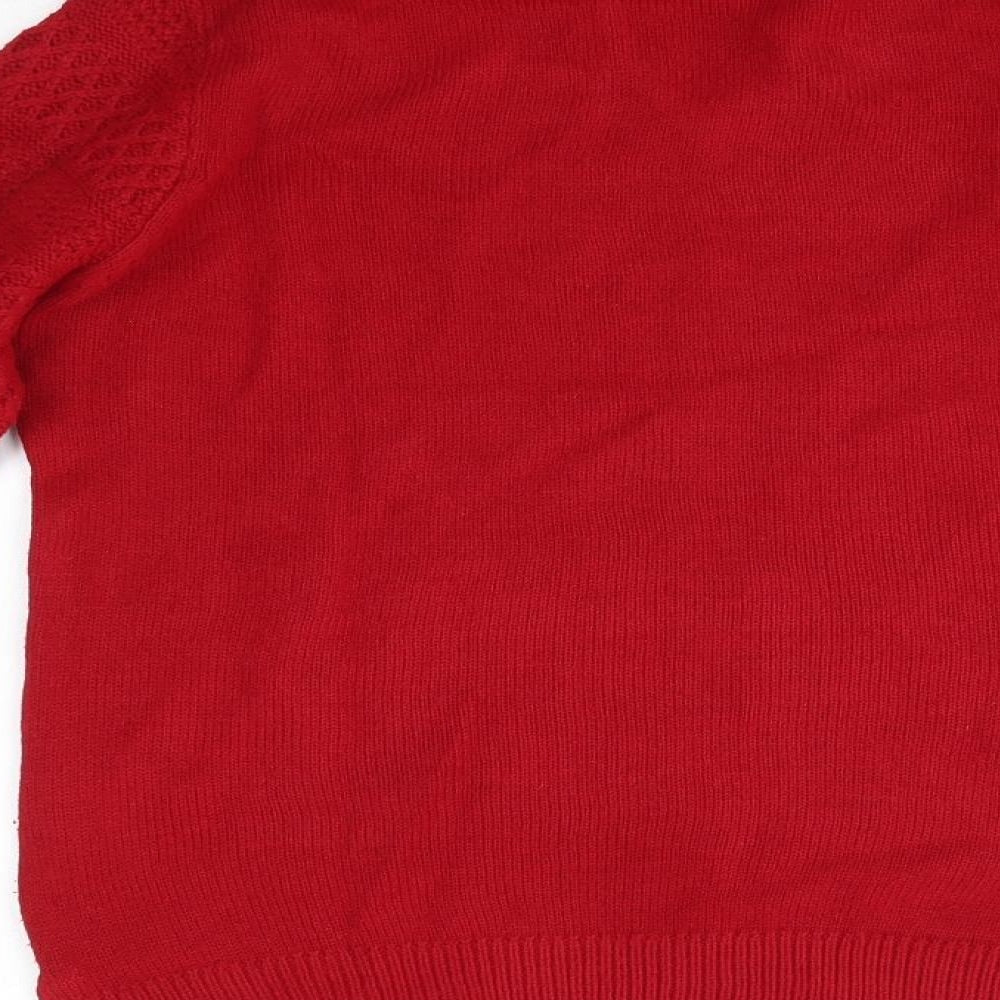 Isle Womens Red Collared Acrylic Pullover Jumper Size S