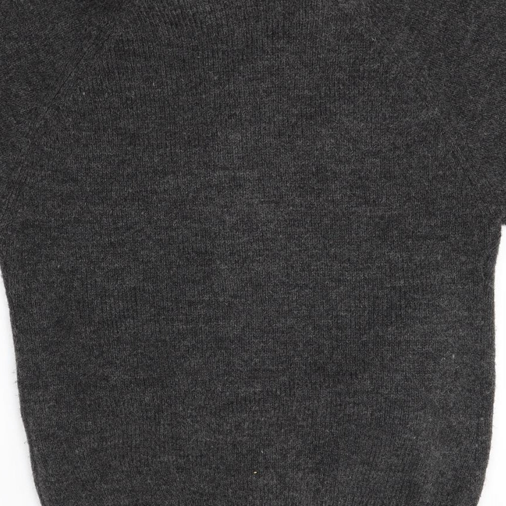 Cherry Womens Grey Roll Neck Wool Cardigan Jumper Size M