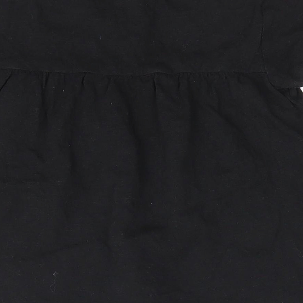 NEXT Girls Black Cotton Tunic T-Shirt Size 5-6 Years Round Neck Pullover - A Line style T-shirt