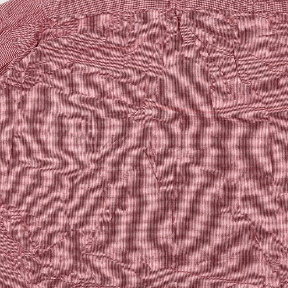 Park Lane Mens Red Check Cotton Button-Up Size L Collared Button