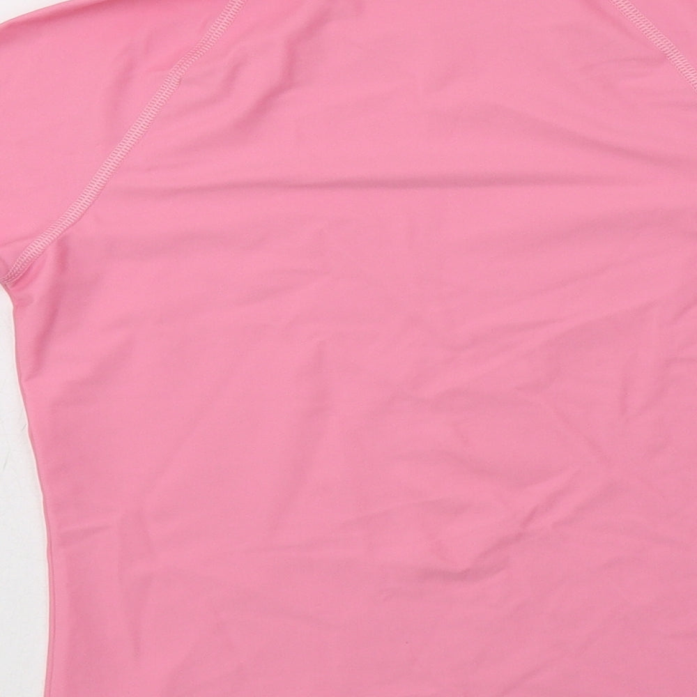 Marks & Spencer Girls Pink Polyamide Basic T-Shirt Size 11-12 Years Mock Neck