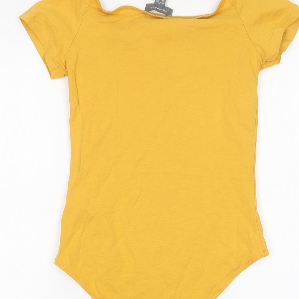 Primark Womens Yellow Cotton Bodysuit One-Piece Size S