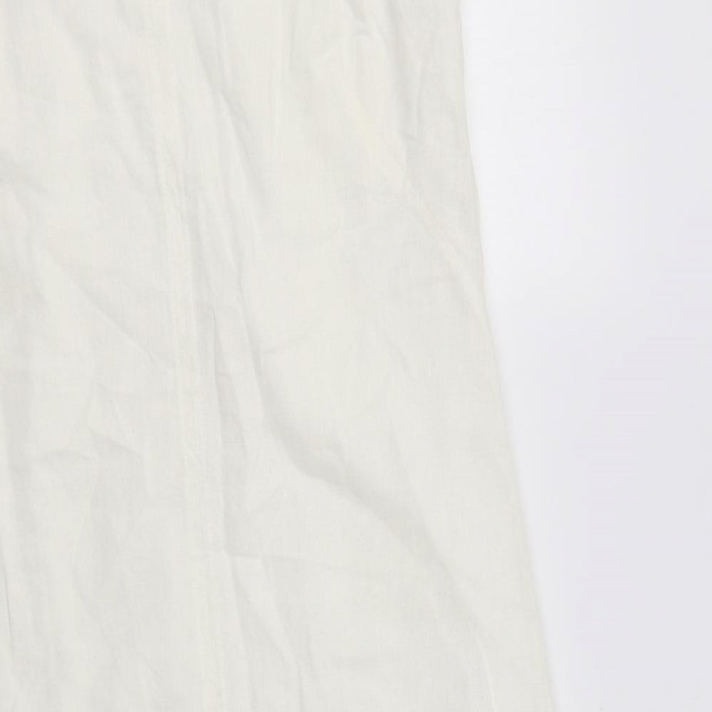 Marks & Spencer Womens Ivory Linen A-Line Size 8 V-Neck