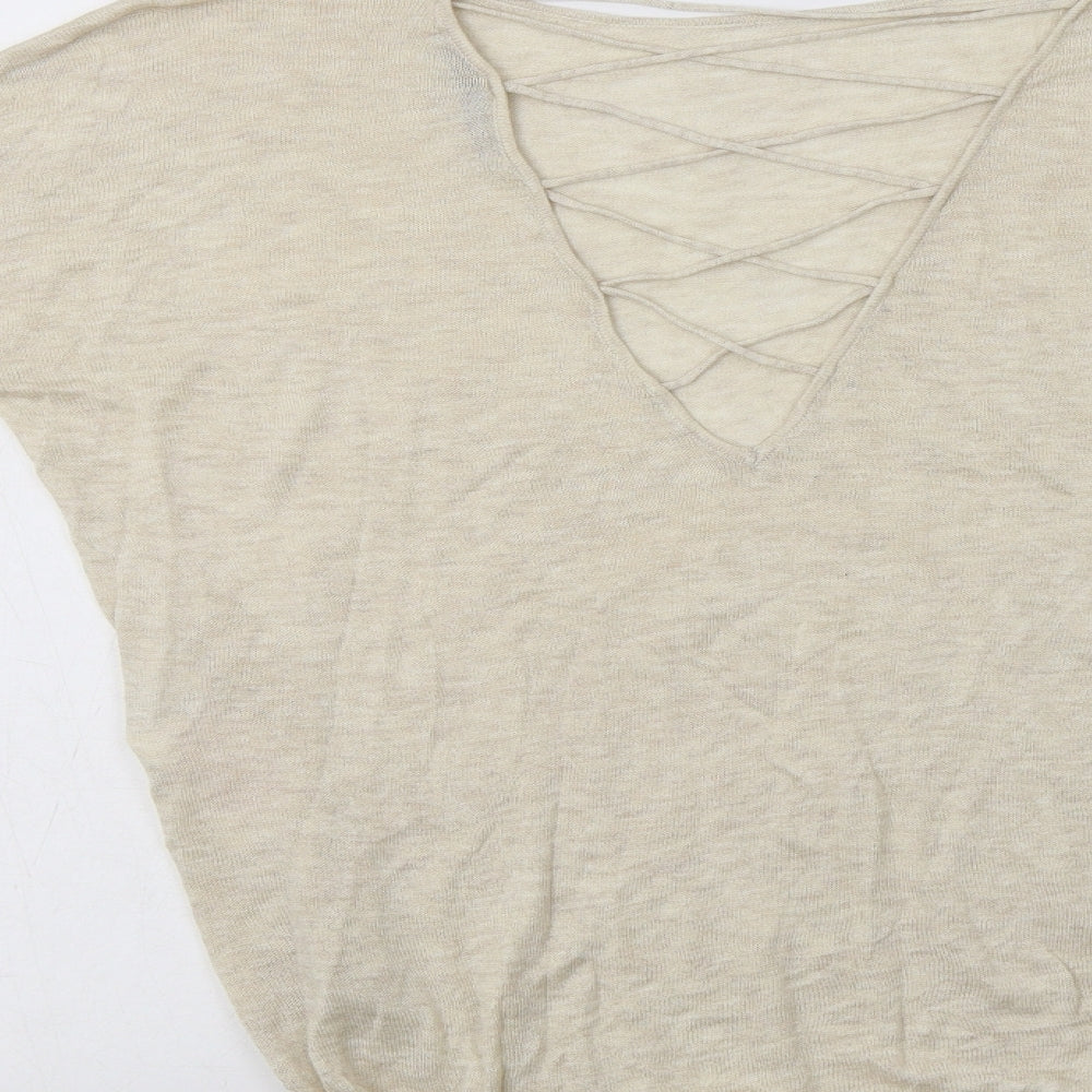 Only Womens Beige Round Neck Acrylic Pullover Jumper Size S
