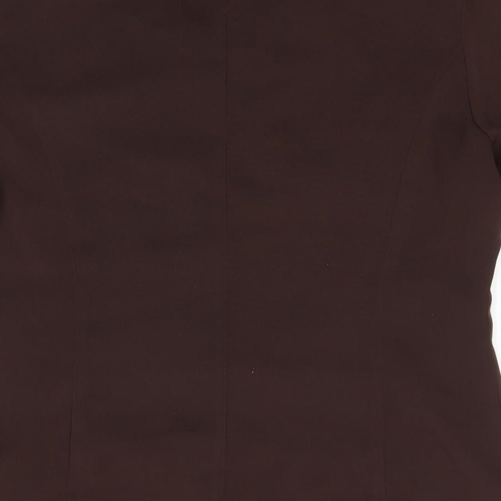 Estephan Womens Brown Tunic Button-Up Size L Scoop Neck - Chocolate Brown