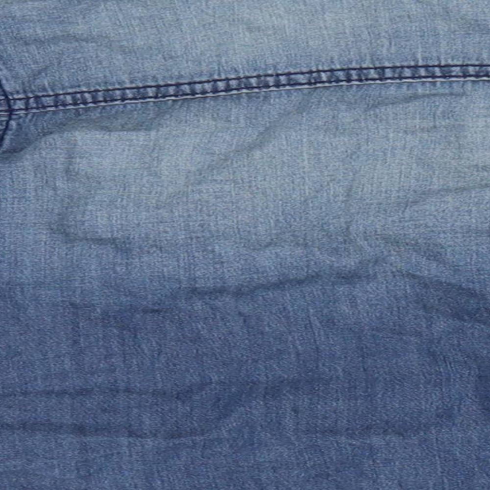 George Boys Blue Cotton Basic Button-Up Size 12-18 Months Collared Button - Soft Denim