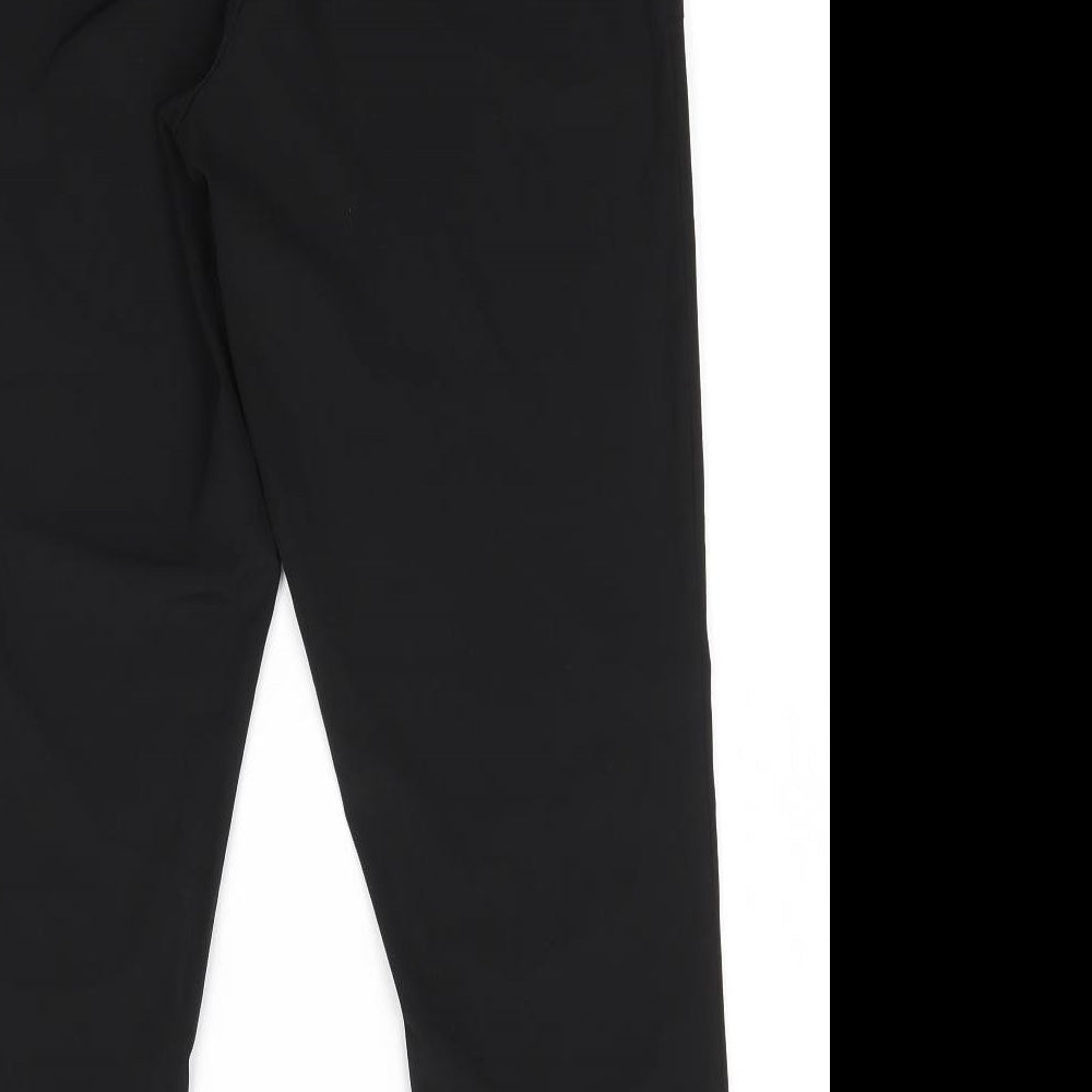EZY Wear by CH1 Womens Black Polyester Trousers Size S L26.5 in Regular - Back Elastication Tie Front Turn ups
