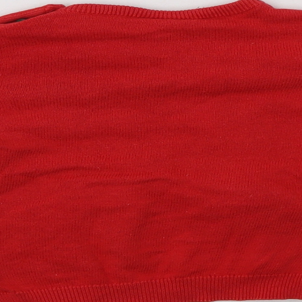 So Cute Baby Red Cotton Pullover Jumper Size 9-12 Months Button - Rudolph Christmas