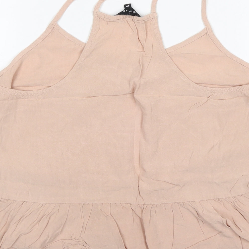 New Look Womens Orange Viscose Basic Blouse Size 10 Round Neck