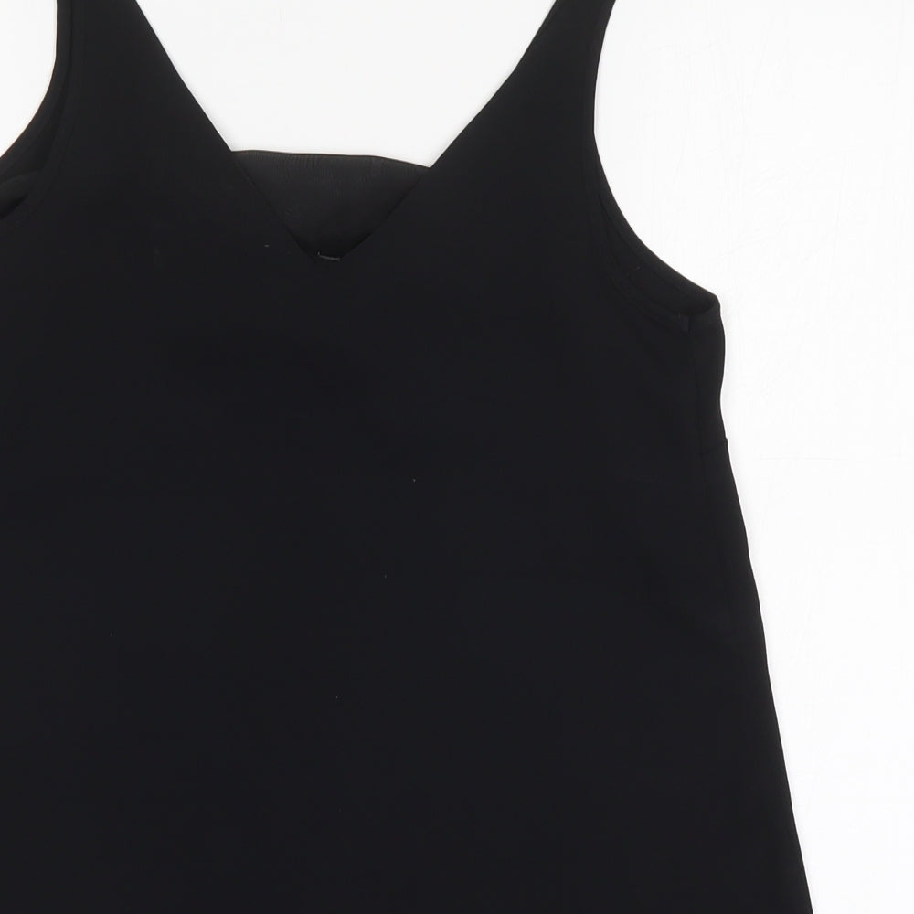 Papaya Womens Black Polyester Basic Blouse Size 10 V-Neck