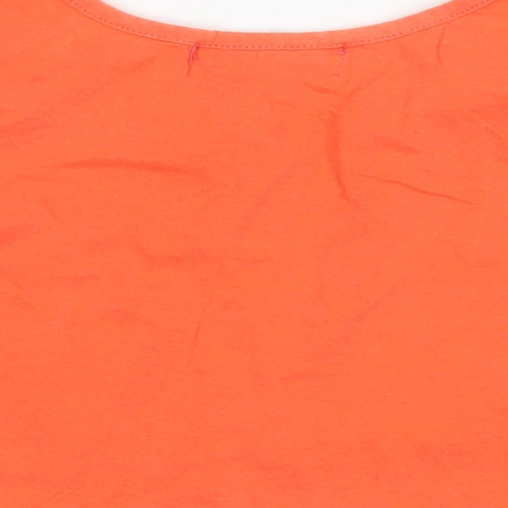 HONEY Womens Orange Cotton Cropped Tank Size S Round Neck