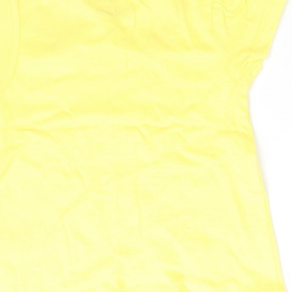 Nutmeg Girls Yellow Floral Cotton Basic T-Shirt Size 3-6 Months Round Neck Snap - Embroidered daisies around front neck