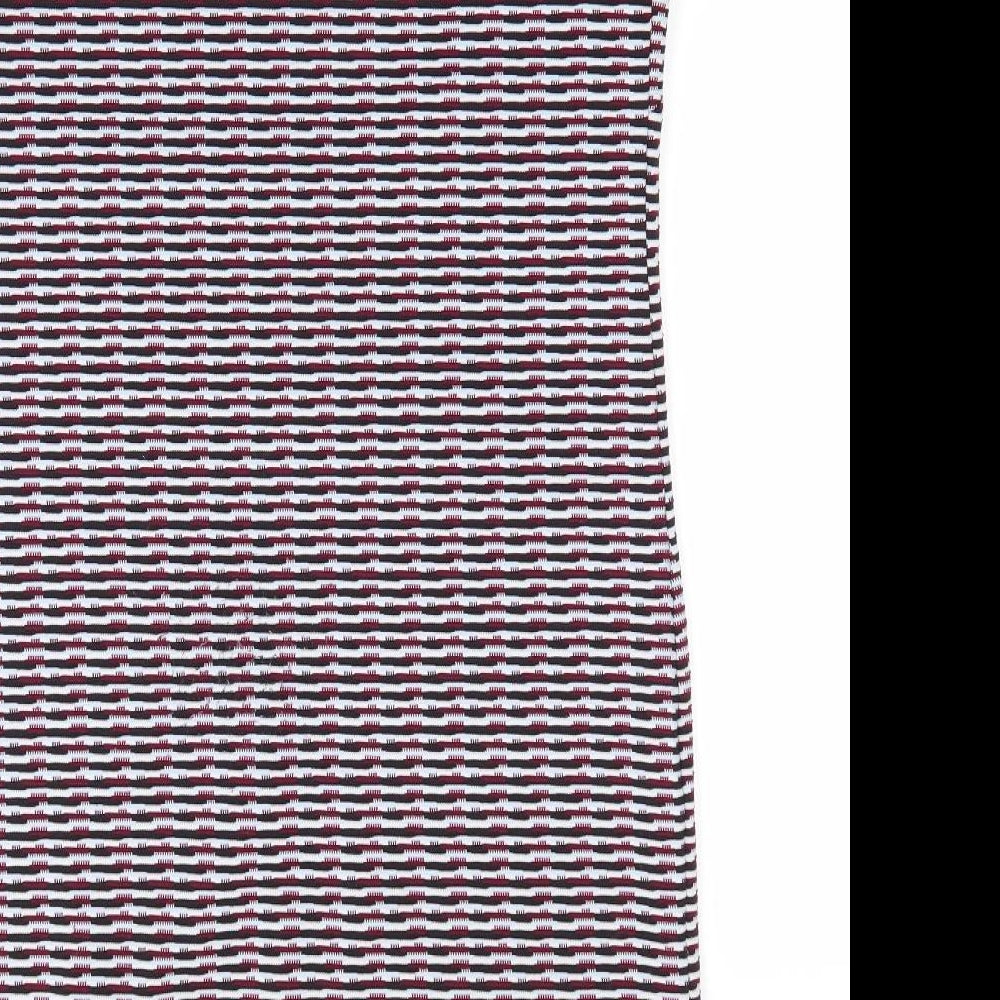 New Look Womens Multicoloured Geometric Polyester A-Line Size 10 Round Neck Pullover - Black Blue White Burgandy Block pattern