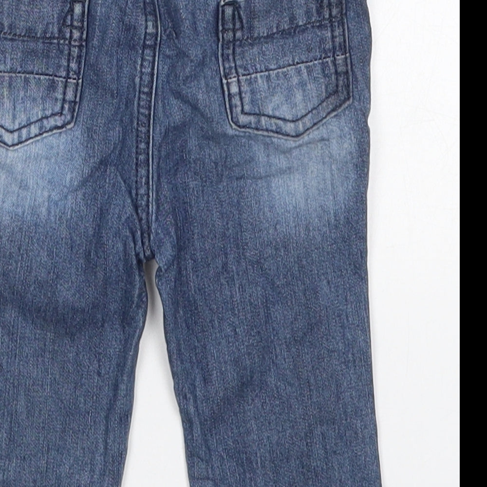 BHS Boys Blue Cotton Capri Jeans Size 3-6 Months Button