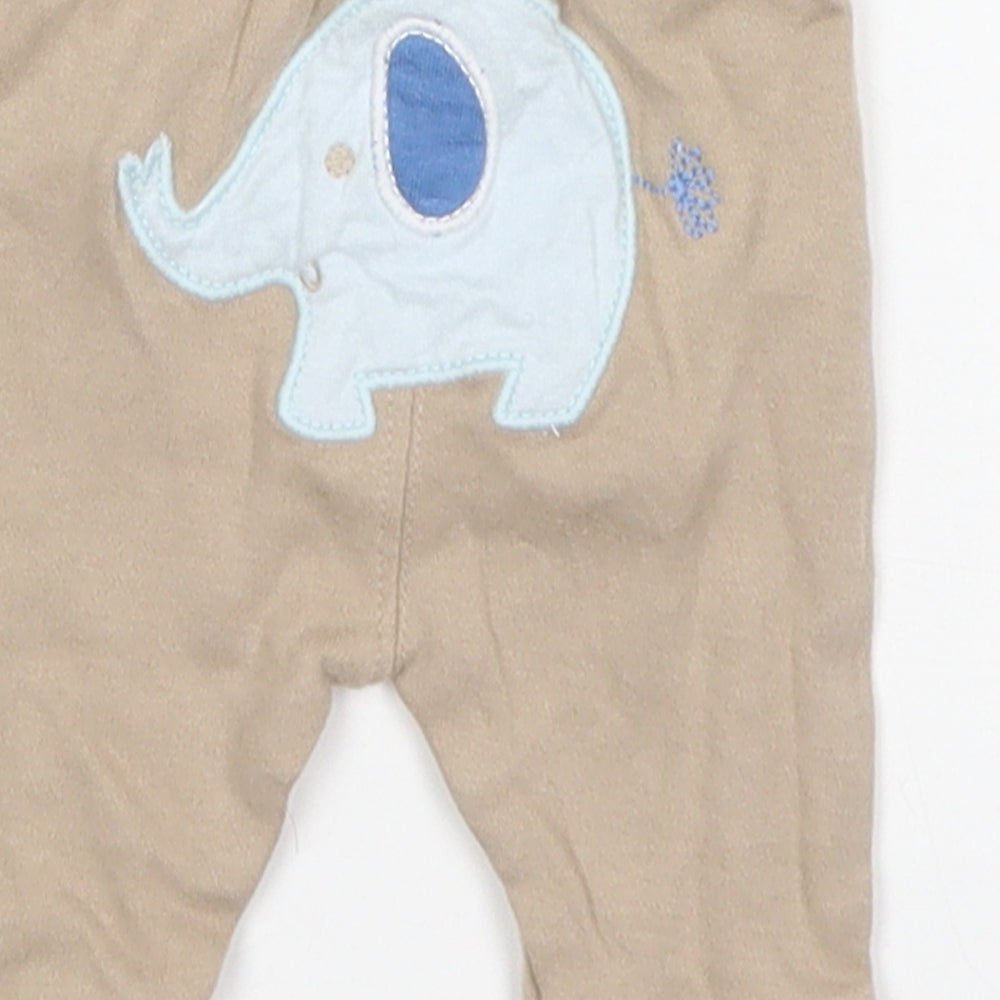 George Baby Beige Striped Cotton Sweatpants Trousers Size Newborn - Elephant