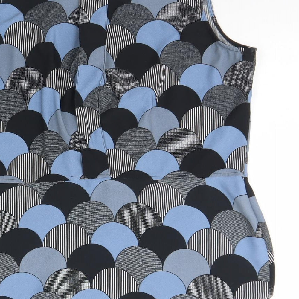 NEXT Womens Blue Polka Dot Polyester Basic Tank Size 10 V-Neck