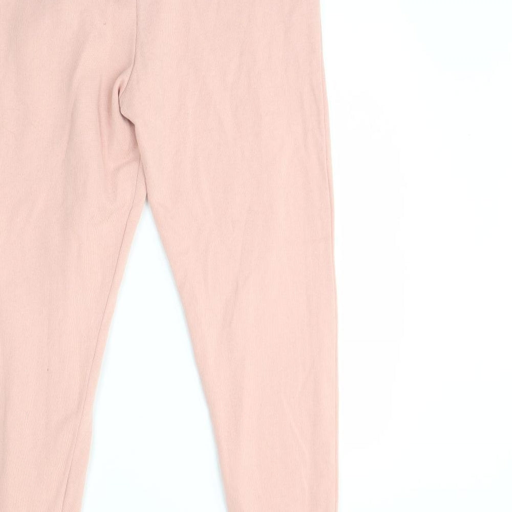 Miss Selfridge Womens Pink Cotton Jogger Trousers Size M L30 in Regular Drawstring