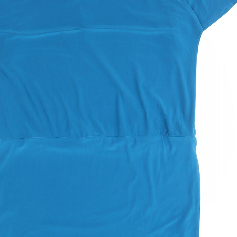 Ronni Nicole Womens Blue Polyester Shift Size 20 Round Neck
