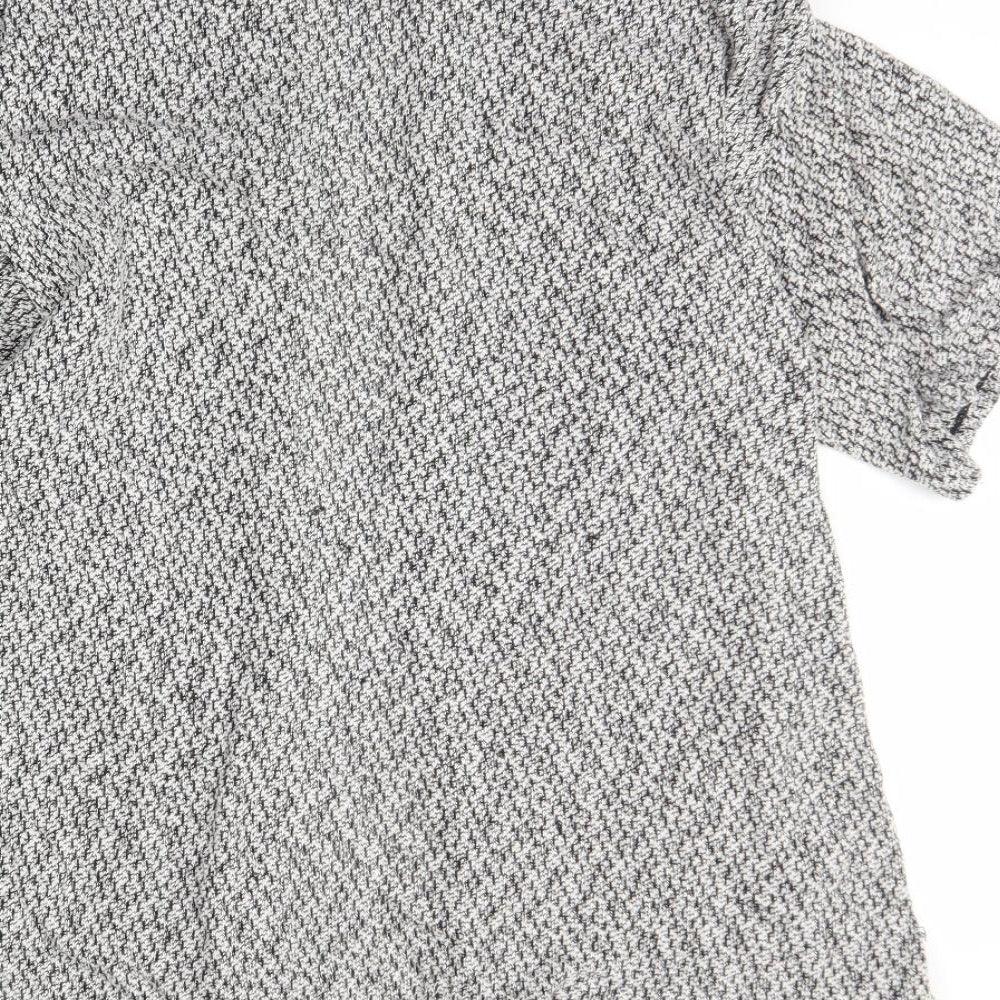 H&M Womens White V-Neck Herringbone Cotton Cardigan Jumper Size M