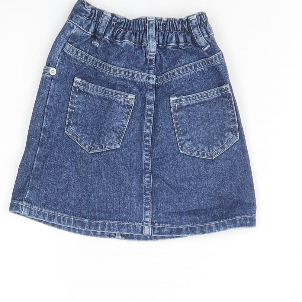 Xceed Girls Blue Cotton Mini Skirt Size 3 Years Regular Button