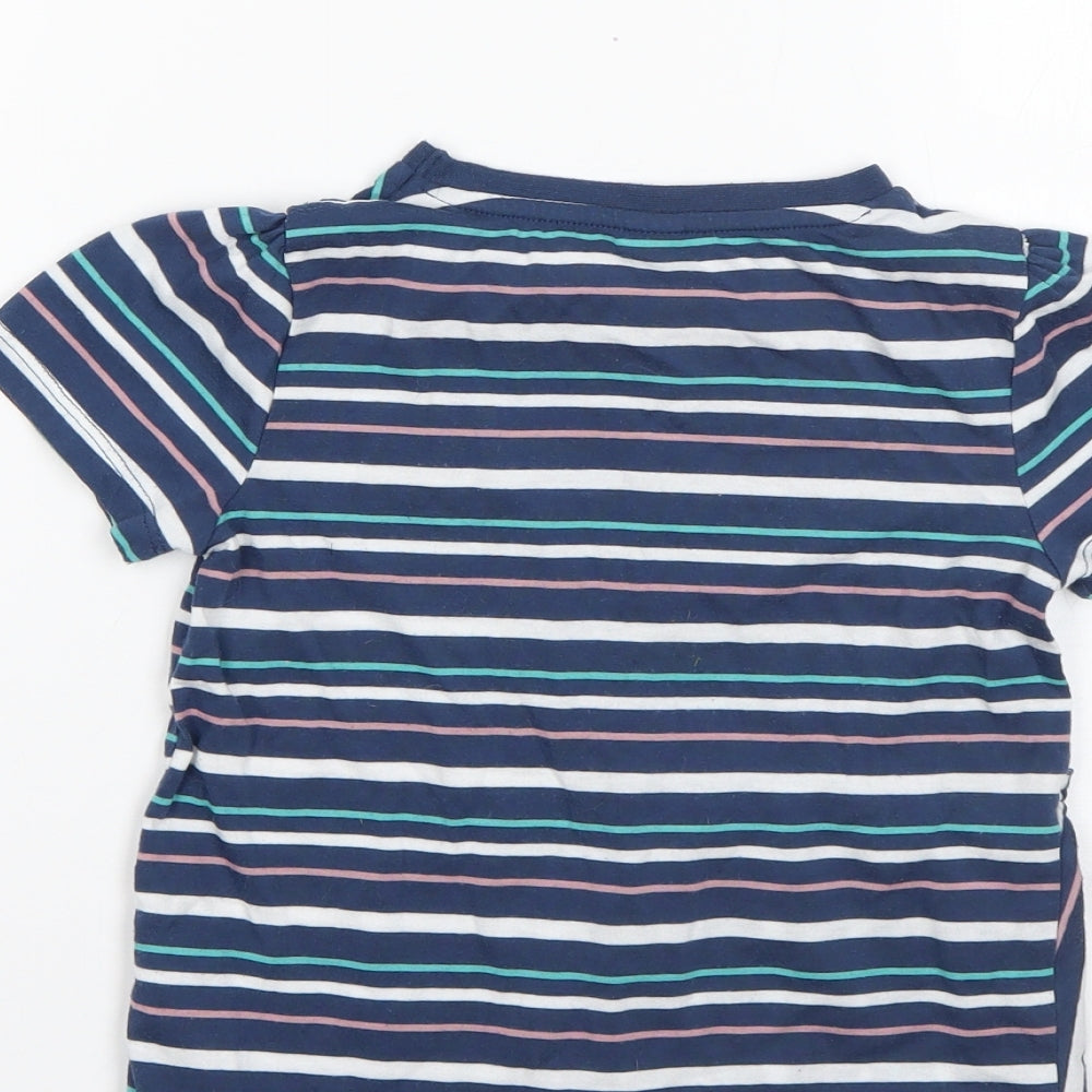TU Girls Multicoloured Striped Polyester Basic T-Shirt Size 7 Years Round Neck
