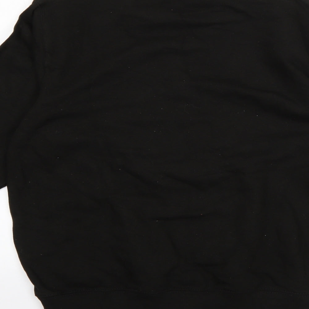 Awdis Mens Black Round Neck Cotton Pullover Jumper Size S
