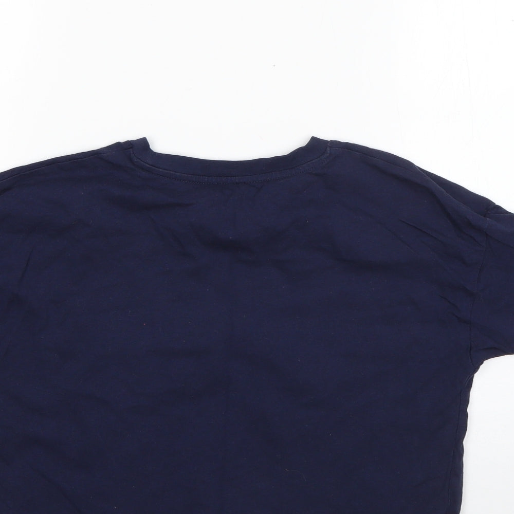 George Girls Blue 100% Cotton Basic T-Shirt Size 10-11 Years Round Neck