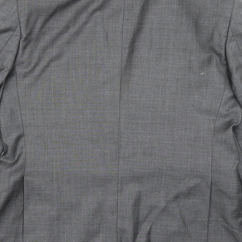 Burton Mens Grey Plaid Polyester Jacket Blazer Size 38