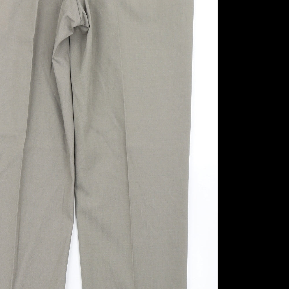 Marks & Spencer Mens Brown Polyester Dress Pants Trousers Size 34 in L29 in Regular Hook & Eye