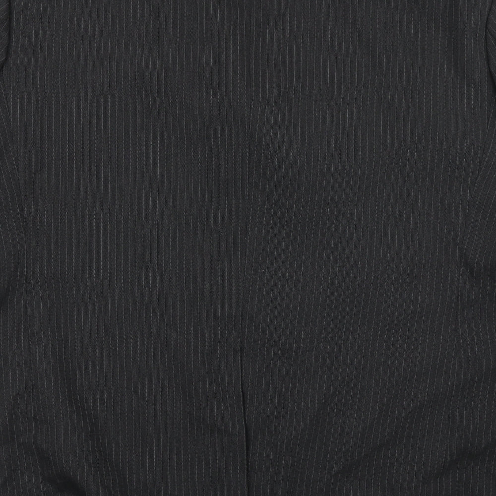 Jonathon Adams Mens Black Striped Polyester Jacket Blazer Size 42