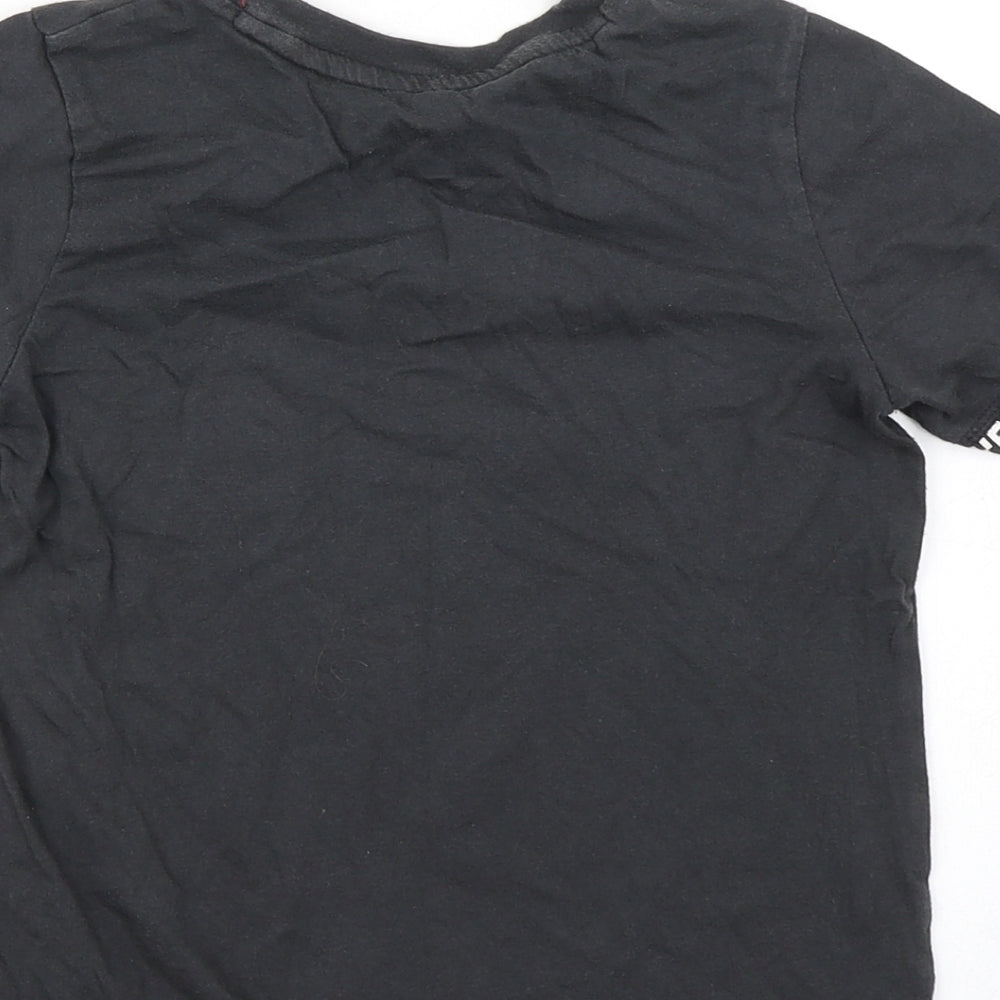 George Boys Black Cotton Basic T-Shirt Size 5-6 Years Crew Neck - Game Over