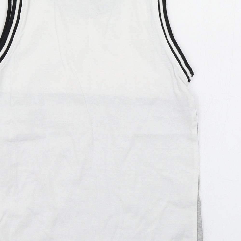 George Boys Grey Colourblock Cotton Basic Tank Size 5-6 Years Crew Neck