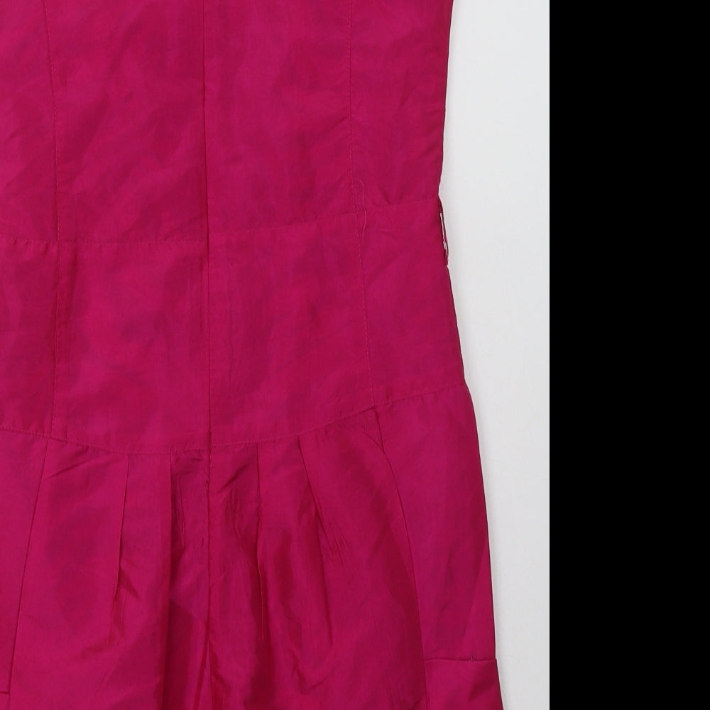 Boohoo Womens Pink Polyester A-Line Size 10 Square Neck Zip