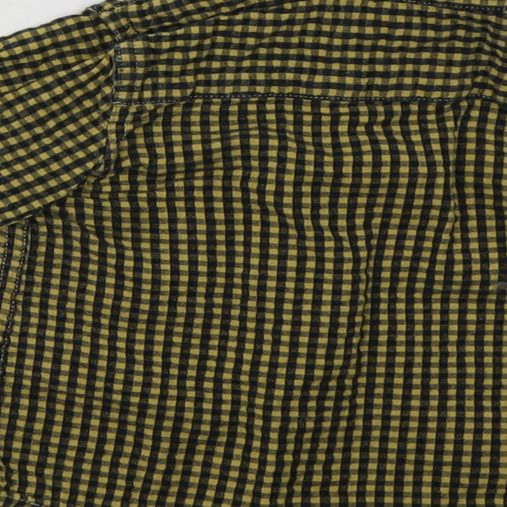 Mango Boys Yellow Check Cotton Basic Button-Up Size 0-3 Months Collared Button